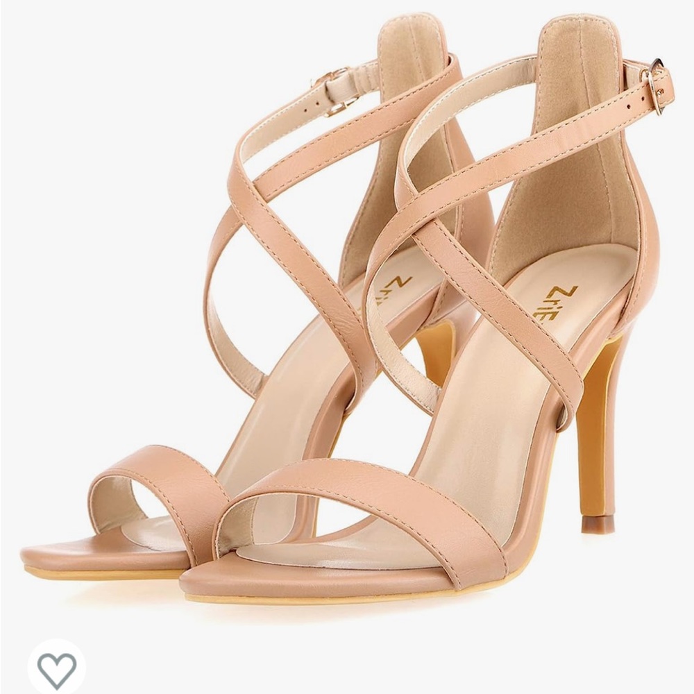 Nude Cross Ankle Heels